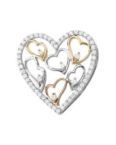 Tri Color Diamond Heart Pendant 14K Yellow Gold 5/8 Ct Tw;P;Tri Color Diamond Heart Pendant