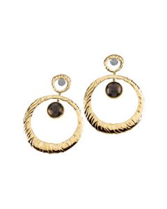 Genuine Smoky Quartz And Diamond Earring 14K Yellow/White Gold Pair .04 Ct Tw Genuine Smoky Quartz Earring