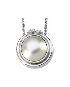 Mabe Pearl And Diamond Pendant 14K White Gold 