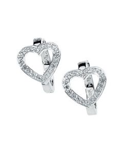 Cubic Zirconia Heart Earring Sterling Silver  Pair;P;Cubic Zirconia Heart Earring