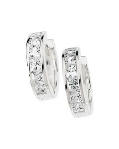 Cubic Zirconia Earring Sterling Silver  Pair;P;Cubic Zirconia Earring