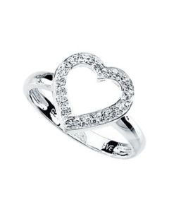 Cubic Zirconia Heart Ring Sterling Silver  Size 05.00 Cubic Zirconia Heart Ring