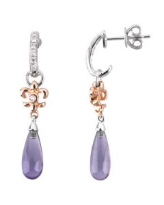 Genuine Amethyst Briolette Earrings 14K White/Rose Gold Pair 1/8 Ct Tw Pair Genuine Amethyst Briolette Earrings