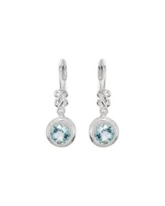 Sterling Silver Aquamarine & .02 CTW Diamond Earrings