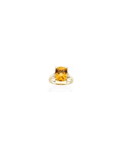 14kt Yellow Citrine & 1/6 CTW Diamond Ring