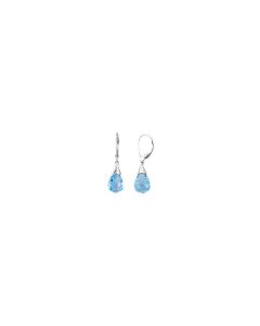 14kt White 12x8 Briolette Swiss Blue Topaz Earrings