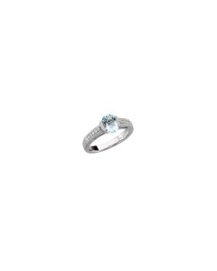 14kt White Aquamarine & 1/10 CTW Diamond Ring 