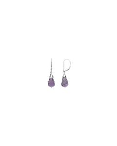 14kt White Briolette Amethyst Earrings