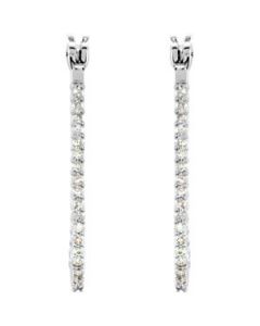 Diamond Hoop Earrings Platinum  Pair 1/2 Ct Tw;P;Diamond Hoop Earrings