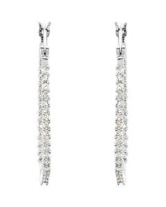 Diamond Hoop Earrings Platinum  Pair 1 Ct Tw;P;Diamond Hoop Earrings