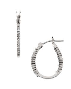 Diamond Hoop Earrings Platinum  Pair 1/4 Ct Tw;P;Diamond Hoop Earrings