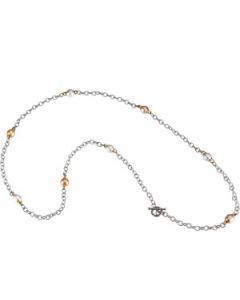 Freshwater Cultured Circle Pearl Station Necklac Sterling Silver & 14K Yellow Gold Sterling Silver Pearl Caps  Freshwater Cultured Circle Pearl Station Necklac