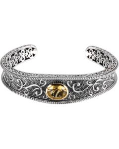 Genuine Honey Quartz Bracelet Sterling Silver & 14K Yellow Gold 11.00X09.00 Mm