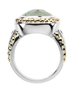 Diamond Semi-Mount Ring Sterling Silver & 14K Yellow Gold .08 Ct Tw/12.00X12.00 Mm Semi; Diamond Semi-Mount Ring