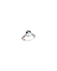 Genuine Aquamarine & Diamond Ring