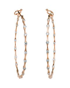 Diamond Hoop Earrings 14K Rose Gold Pair 1 1/5 Ct Tw Diamond Hoop Earrings