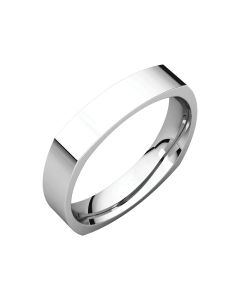 14kt White 4mm Square Comfort Fit Band