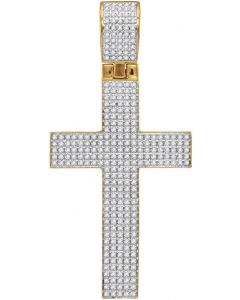 10kt Yellow Gold Mens Diamond Roman Cross Charm Pendant 7/8 Cttw 