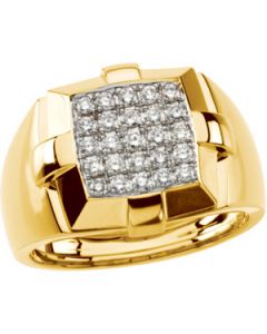 Gents 14Ky/Rhodium Plated Diamond Ring 14K Yellow Gold 3/4 Ct Tw;P;Gent'S Diamond Ring