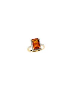 Genuine Madeira Citrine & Diamond Ring
