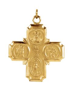 14kt Yellow 25x24mm Four-Way Cross Medal