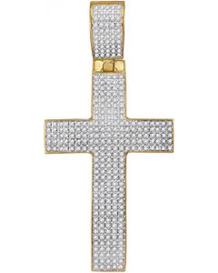 10kt Yellow Gold Mens Diamond Roman Cross Charm Pendant 7/8 Cttw 