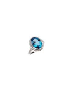 Genuine Swiss Blue Topaz & 1/2 CTW Diamond Ring