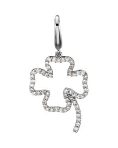 Diamond Four-Leaf Clover Charm 14K White Gold 1/4 Ct Tw Diamond Charm