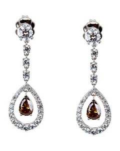 Diamond Earrings 18K White Gold Pair 1 3/4 Ct Tw/06.00X04.00 Diamond Earrings