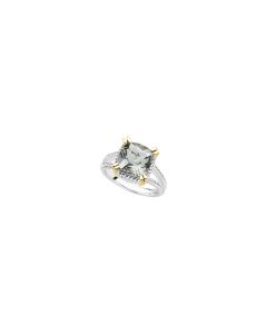 Sterling Silver & 14kt yellow Green Quartz Ring