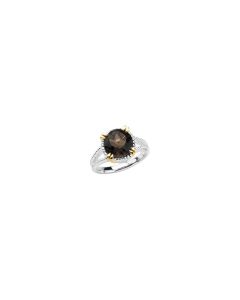 Sterling Silver & 14kt yellow Smoky Quartz Ring