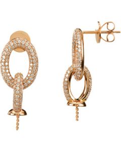 Diamond Semi Mount Earrings 14K Rose Gold Pair 1 1/5 Ct Tw