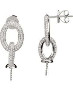 Diamond Semi Mount Earrings 14K White Gold Pair 1 1/5 Ct Tw