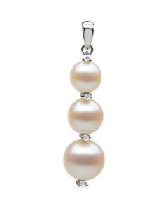 Freshwater Cultured Pearl Pendant 14K White Gold 06.50Mm-09.00Mm/.05 Ct Tw