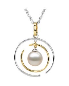Freshwater Cultured Pearl Pendant 14K White/Yellow Gold 07.50Mm-08.00Mm