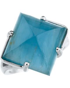 Genuine Aquamarine Ring 14K White Gold 12.00X12.00 Mm Genuine Aquamarine Ring