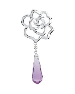 Genuine Checkerboard Amethyst And Diamond Pendant Sterling Silver  17.00X06.00Mm/.01 Ct Tw Genuine Checkerboard Amethyst And Diamond Pendant