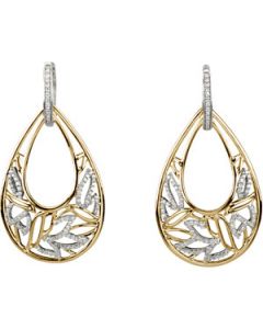 Diamond Earrings 14K Yellow/White Gold Pair 1/2 Ct Tw