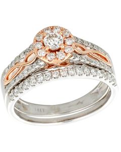 14K Rose and White Gold Bridal Set 0.75ctw Two Tone 2 Piece Set