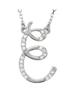 Diamond Necklace Sterling Silver  E  1/8 Ct Tw Diamond Necklace