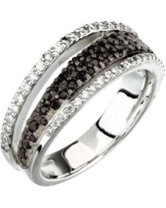 Genuine Black Spinel & Diamond Ring 14K White Gold 3/8 Ct Tw Genuine Black Spinel & Diamond Ring