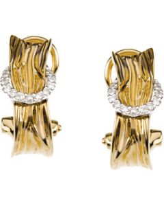 Diamond Earrings 14K Yellow/White Gold Pair 1/8 Ct Tw Diamond Earrings