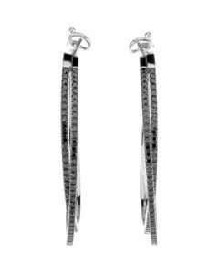 14Kw W/Black Rhodium Black Diamond Earrings 14K White Gold Pair 1 7/8 Ct Tw 14Kw W/Black Rhodium Black And White Diamond Earrings