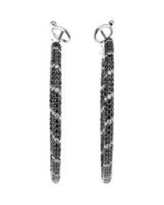 14Kw W/Black Rhodium Black And White Diamond Earrings 14K White Gold Pair 2 3/4 Ct Tw 14Kw W/Black And White Diamond Earrings