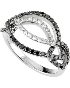 14Kw W/Black Rhodium Black And White Diamond Ring 14K White Gold 3/4 Ct Tw 14Kw W/Black Rhodium Black And White Diamond Ring