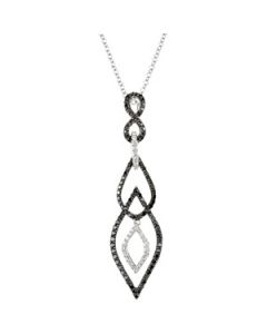 14Kw W/Black Rhodium Black And White Diamond Necklace 14K White Gold 3/4 Ct Tw 14Kw W/Black Rhodium Black And White Diamond Necklace