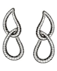 14Kw W/Bl Rho Blck & Wh Dia Ea 14K White Gold Pair 2 3/4 Ct Tw 14Kw W/Black Rhodium Black And White Diamond Earrings