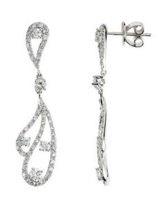 Diamond Earrings 14K White Gold Pair 1 1/5 Ct Tw Diamond Earrings