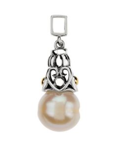 Freshwater Cultured Pearl Pendant Sterling Silver & 14K Yellow Gold 12.00-13.00 Mm Freshwater Cultured Pearl Pendant