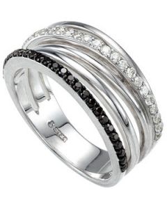 Genuine Black Spinel And Diamond Ring Sterling Silver  1/4 Ct Tw Genuine Black Spinel And Diamond Ring